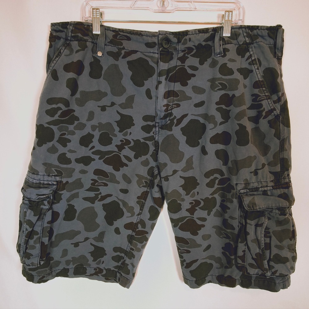 Buffalo David Bitton Cargo Shorts Men's 38 Grey Cotton Camouflage